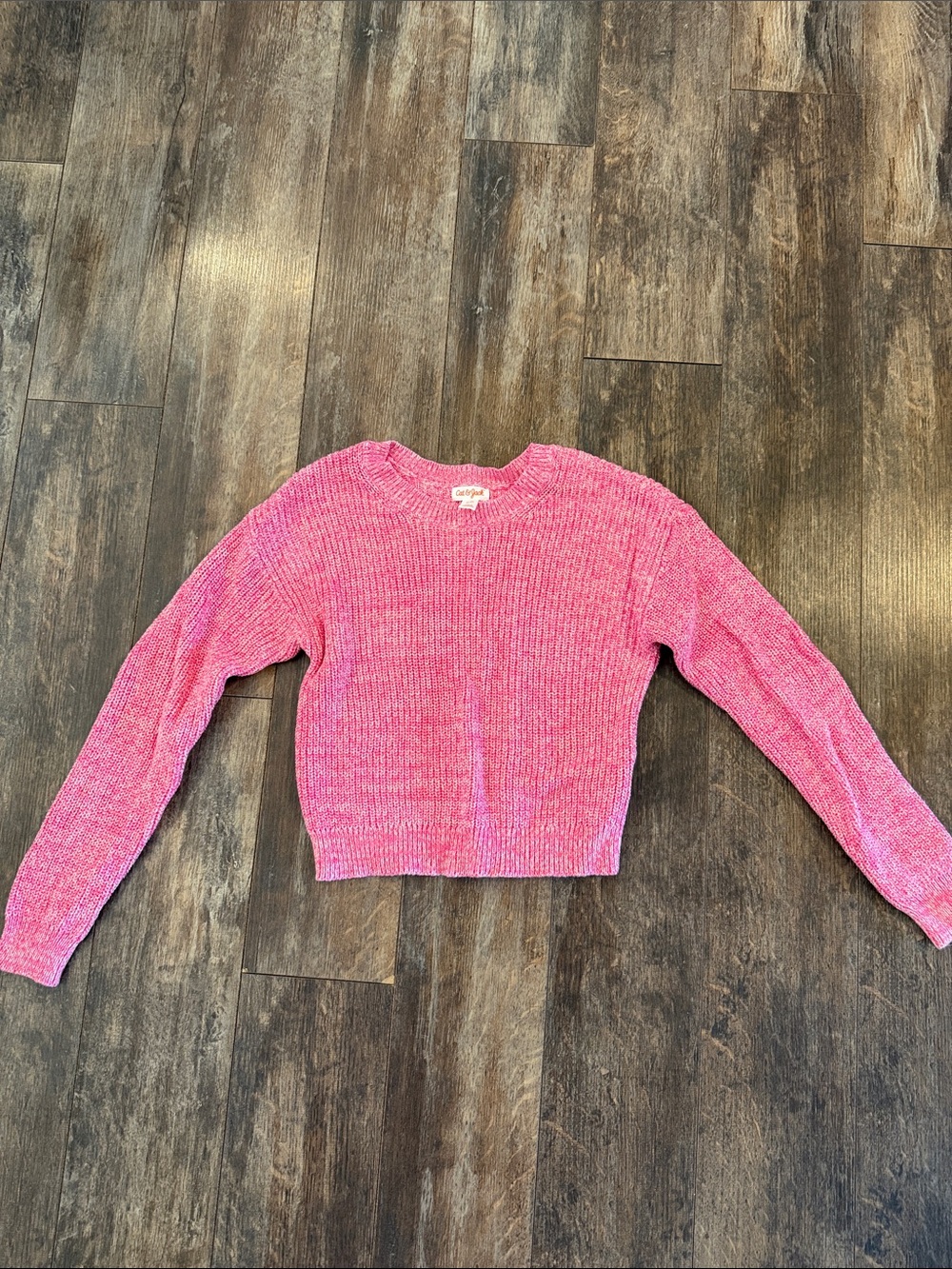 Cat & Jack Pink Chenille Cropped Crew Sweater